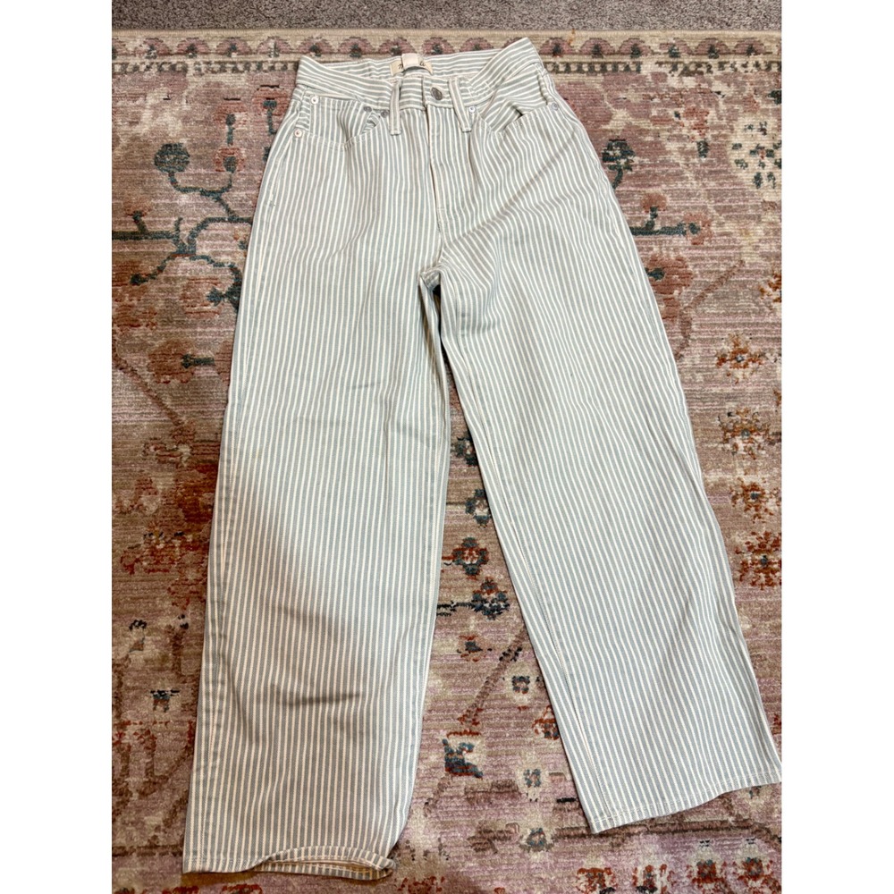 Madewell The Perfect Vintage Wide-Leg Crop Jean Pinstripe Stripe NJ244 Size 25